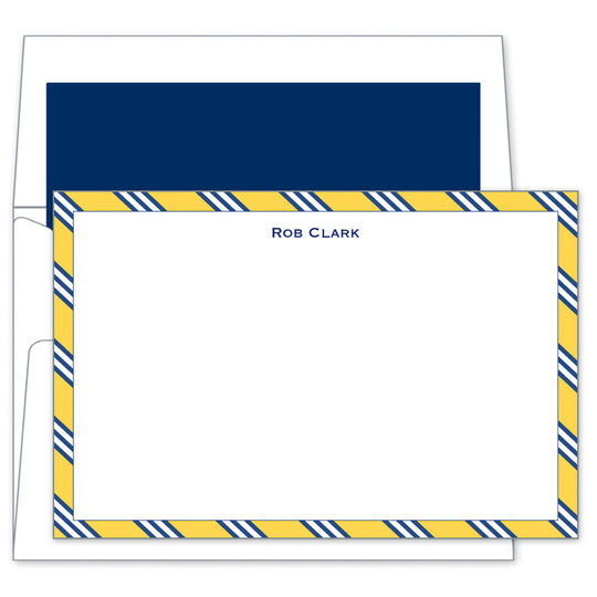 Yellow & Navy Repp Tie Flat Note Cards
